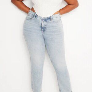 Good American Good Boy High Waist Curvy Non-stretch Jeans in Light Blue NWT